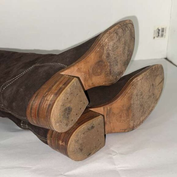 40.5/US9.5💕ITALY Buttero Over Knee Suede Leather English Riding Biker Boots - Picture 7 of 7